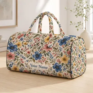 Blue Wildflowers And Vintage Roses For Weekend Getaways, Gym Days, And Beach Escapes Quilted Weekend Bag