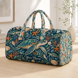 Sea Turtle Coastal Botanicals for Sunny Weekend Escapes and Relaxed Beach Getaways Quilted Weekend Bag