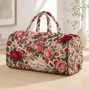 Vintage Rose Garden Florals for Weekend Getaways and Outdoor Adventures for Everyone Quilted Weekend Bag