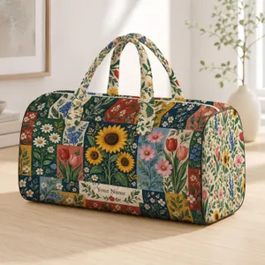 Vintage Botanical Patchwork Florals for Relaxed Weekend Getaways and Beach Escapes Quilted Weekend Bag