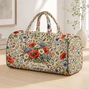 Watercolor Wildflower Blooms for Sunny Beach Days and Weekend Getaways for Women Quilted Weekend Bag