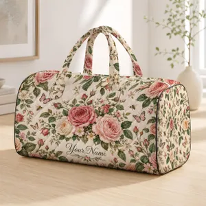 Vintage Rose Garden Florals for Weekend Getaways, Yoga Days and Travel for Women Quilted Weekend Bag