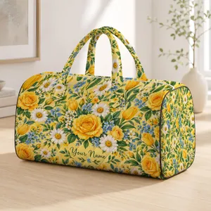 Yellow Roses and Daisies for Sunny Beach Escapes and Relaxed Weekend Getaways for Women Quilted Weekend Bag