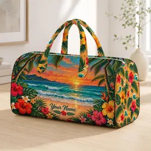 Tropical Beach Sunset and Palm Trees for Coastal Road Trips and Summer Getaways Quilted Weekend Bag
