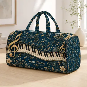 Ivory Piano Keys and Music Notes for Rehearsals, Concerts, and Weekend Getaways Quilted Weekend Bag