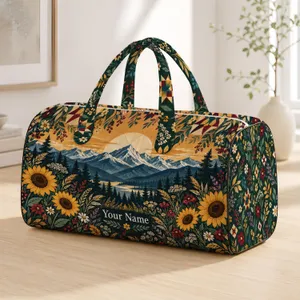 Sunflower Mountain Meadow for Bohemian Camping and Scenic Weekend Getaways Quilted Weekend Bag