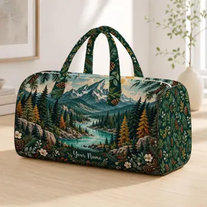 Mountain Pine Forest Scenery for Relaxed Camping and Peaceful Nature Getaways Quilted Weekend Bag