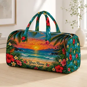 Tropical Palm Sunset With Ocean Waves for Beach Holidays and Relaxed Coastal Getaways Quilted Weekend Bag