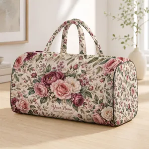 Romantic Rose Garden Florals for Weekend Getaways, Yoga Retreats and Travel Lovers Quilted Weekend Bag