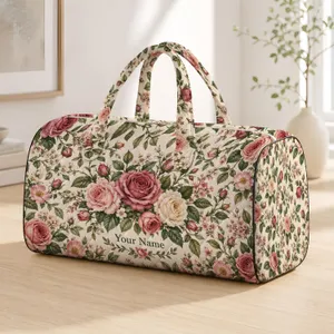 Vintage Rose Garden Florals for Romantic Weekend Getaways and Scenic Travel Lovers Quilted Weekend Bag