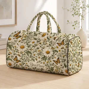 Daisy And Bee Botanical Florals For Beach Camping And Travel Adventures Quilted Weekend Bag