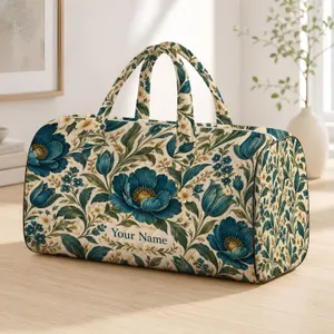 Blue Botanical Florals for Weekend Getaways, Camping Trips and Outdoor Escapes Style Quilted Weekend Bag