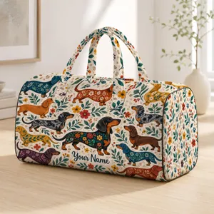 Colorful Dachshund Dogs for Weekend Travel, Gym Days, and Holidays for Dog Lovers Quilted Weekend Bag