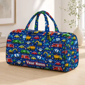 Colorful Miniature Cars and Trucks for Road Trip Travel and Family Adventures Together Quilted Weekend Bag