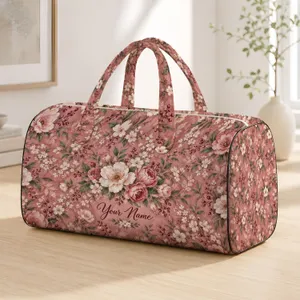 Dusty Rose Floral Blossoms for Romantic Getaways and Relaxed Weekend Escapes Quilted Weekend Bag