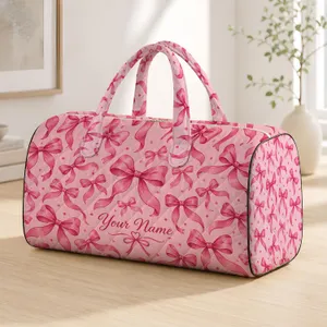 Pink Ribbon Bows for Romantic Weekend Getaways and Chic Everyday Travel Moments Quilted Weekend Bag