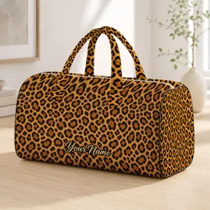 Golden Leopard Spots for Bold Weekend Getaways, Gym Sessions, and Travel Adventures Quilted Weekend Bag