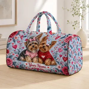 Yorkshire Terrier Hearts and Roses for Romantic Getaways and Travel Lovers Quilted Weekend Bag