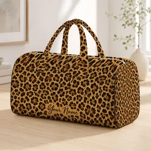 Camel Leopard Spots for Chic Getaways and Stylish Travel for Her Quilted Weekend Bag