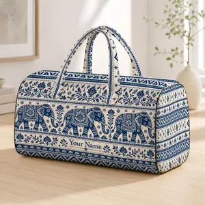 Bohemian Elephant Motif for Relaxed Weekend Getaways and Everyday Travel Adventures Quilted Weekend Bag