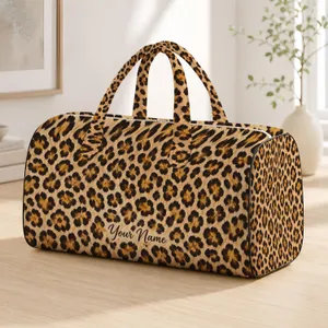 Amber Leopard Spots for Weekend Getaways, Yoga Sessions, and Active Travel for Women Quilted Weekend Bag