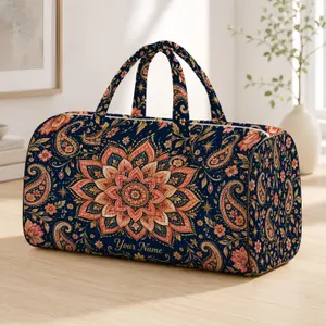 Bohemian Mandala Florals for Yoga Retreats, Gym Days, and Weekend Getaways for Her Quilted Weekend Bag