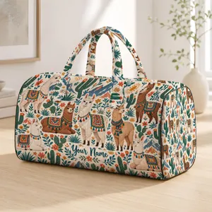 Whimsical Llama And Alpaca Motifs For Colorful Weekend Getaways And Travel Quilted Weekend Bag