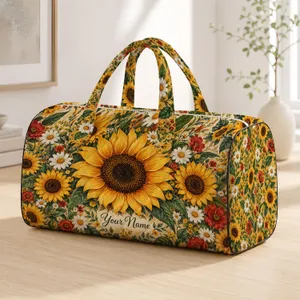 Sunflower Meadow Florals for Weekend Getaways, Yoga Days, and Nature-Loving Travelers Quilted Weekend Bag