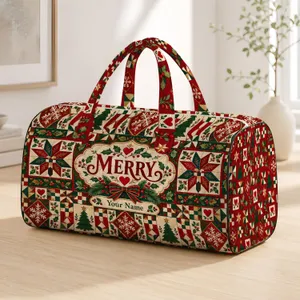 Vintage Christmas Quilt Snowflakes and Stars for Festive Holiday Travel and Cozy Getaways Quilted Weekend Bag