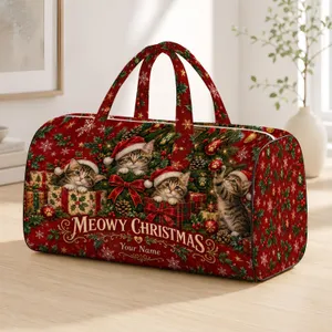 Tabby Cats in Santa Hats with Holiday Gifts for Christmas Season and Cat Lovers Quilted Weekend Bag