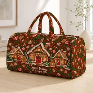 Gingerbread Village And Candy Canes For Cozy Christmas Holiday Getaways Quilted Weekend Bag