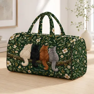 Four Fluffy Cat Companions for Cozy Getaways and Everyday Travel Quilted Weekend Bag