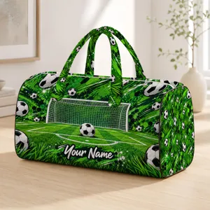 Soccer Ball and Goal Artwork for Weekend Getaways and Sports Travel for Fans Quilted Weekend Bag