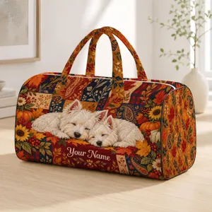 Sleeping West Highland White Terriers for Cozy Weekend Getaways and Dog Lover Gifts Quilted Weekend Bag