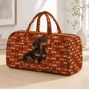 Vintage Dachshund Portrait for Cozy Weekend Escapes and Thoughtful Gifts for Dog Lovers Quilted Weekend Bag