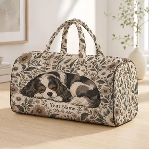 Patchwork Dog and Wildflower Motifs for Cozy Weekend Getaways and Everyday Travel Quilted Weekend Bag