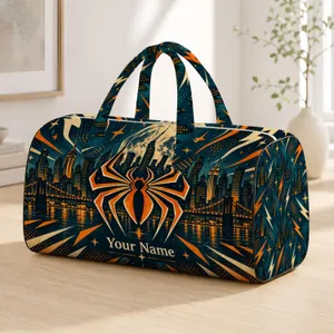 Retro Spider Cityscape for Weekend Getaways and Urban Night Adventures for Travelers Quilted Weekend Bag