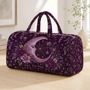 Purple Crescent Moon, Spider And Wildflowers For Enchanted Holiday Travel Escapes Quilted Weekend Bag