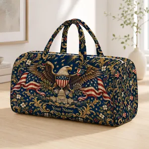 American 250th Anniversary Stars and Eagles for Independence Day Holiday Travel Heritage Quilted Weekend Bag