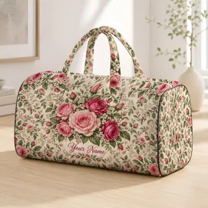 French Rose Bouquet for Romantic Getaways and Elegant Everyday Travel and Leisure Quilted Weekend Bag