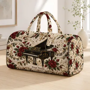 Vintage Grand Piano and Red Roses for Classical Music Lovers and Weekend Getaways Quilted Weekend Bag