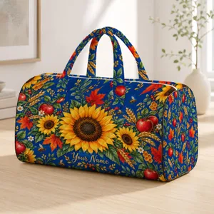 Autumn Sunflowers, Honeybees And Apples For Harvest Picnics And Seasonal Travel Adventures Quilted Weekend Bag