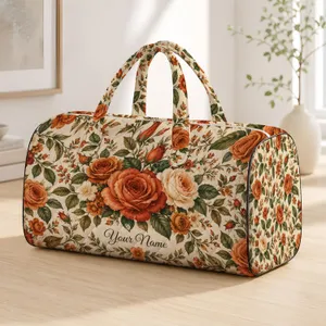 Terracotta Rose Bouquet for Sunny Garden Getaways and Relaxed Weekend Escapes Quilted Weekend Bag
