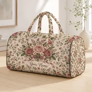 Dusty Rose Floral Heart Keepsake for Sister Birthday and Family Travel Gifts Quilted Weekend Bag