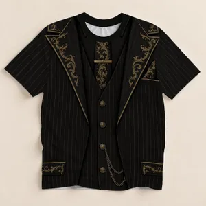 Baroque Pinstripe Waistcoat With Gold Filigree For Formal Events And Parties All-over Print Unisex T-shirt