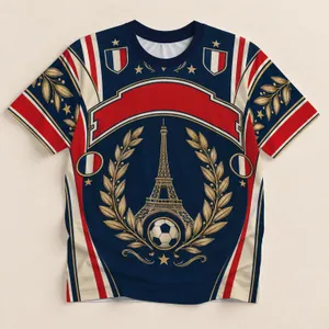 Parisian Football Crest and Eiffel Tower for European Matchday Supporters All-over Print Unisex T-shirt