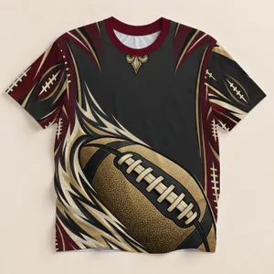 Gold Football and Heraldic Fleur Emblem for Game Day Tailgates and Autumn Sports Fans All-over Print Unisex T-shirt