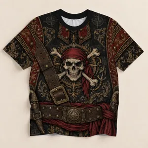 Pirate Skull Crossbones for Halloween Cosplay and Spooky Nautical Night Adventures All-over Print Unisex T-shirt
