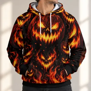 Fiery Jack-o'-Lantern Faces for Halloween Parties and Cozy Autumn Gatherings All-over Print Hoodie (Lightweight)