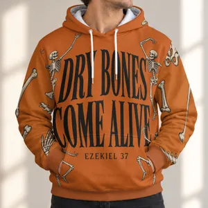 Dancing Skeletons and Dry Bones for Spooky Halloween Fall Celebrations All-over Print Hoodie (Lightweight)